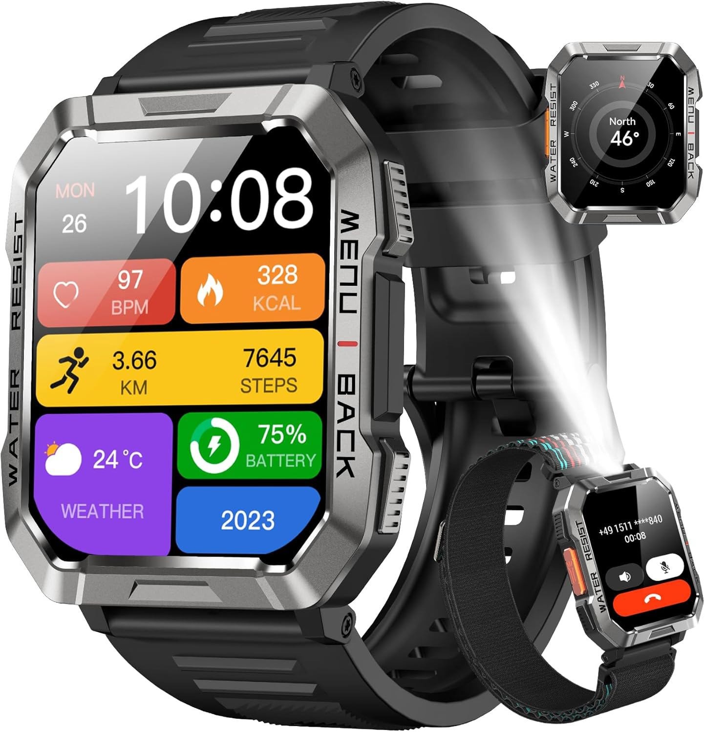 Military Smart Watches for Men (Answer/Make Calls) 2.01” Fitness Smart Watch