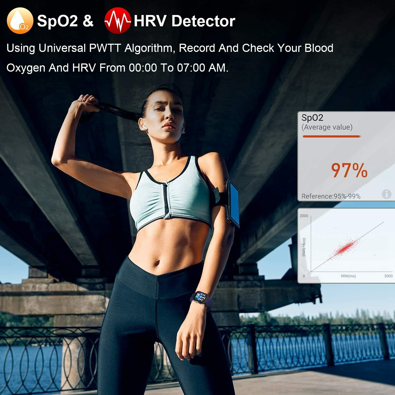 Smart Watch HRV Activity Tracker Blood Oxygen Meter Heart Rate Blood Pressure Mo