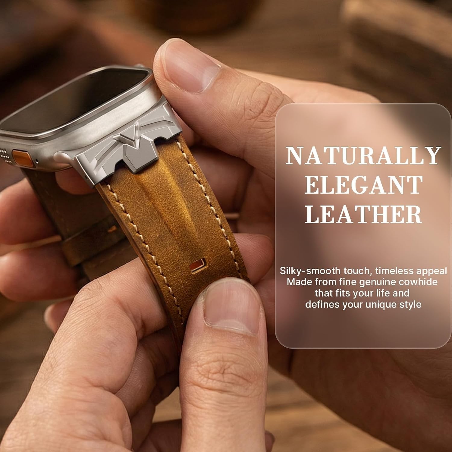 Genuine Leather Strap Compatible with Apple Watch Ultra 49mm 46mm 45mm 44mm