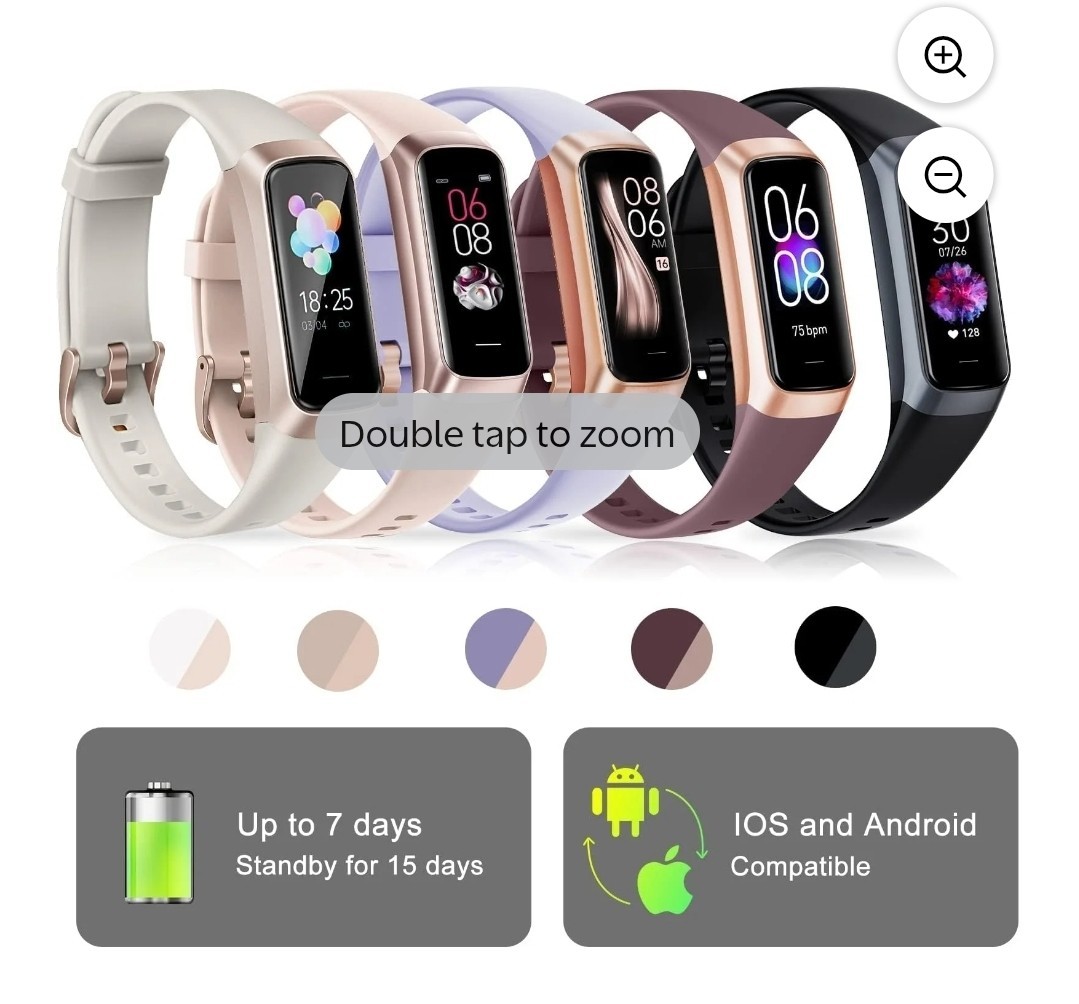 Fitness Tracker with 24/7 Heart Rate Blood Oxygen Sleep Monitor, 1.1 AMOLED Touc