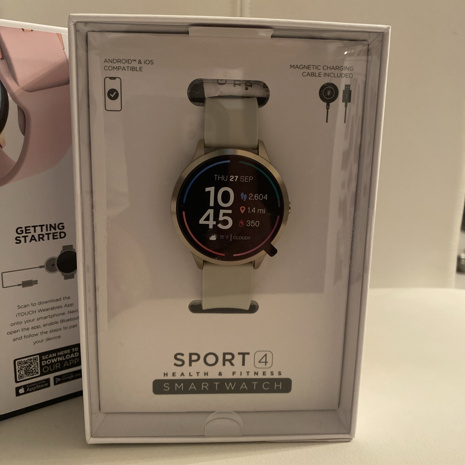 iTouch Sport 4 Smartwatch Fitness Heart Rate, 100+ Sports, Bluetooth-Titanium