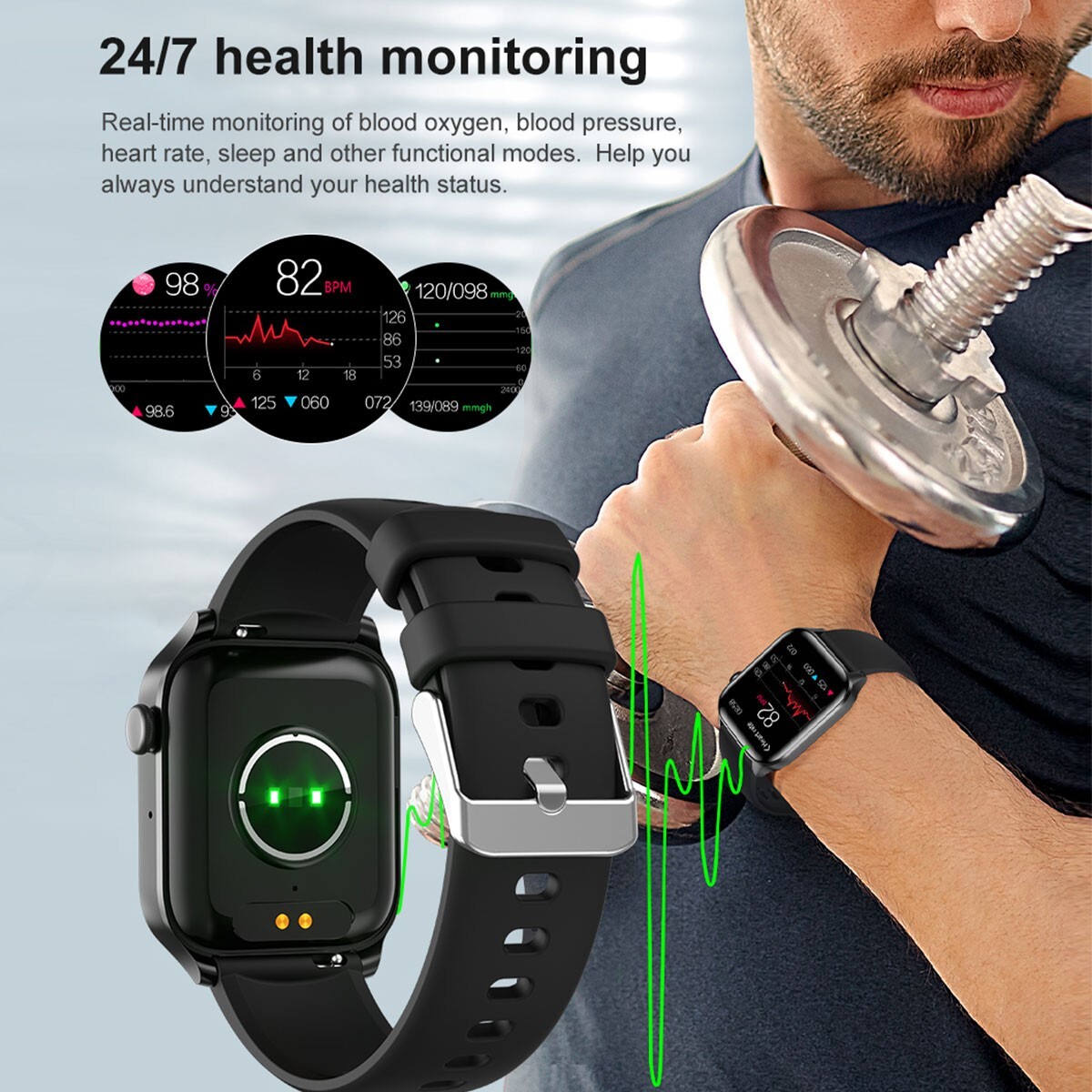 Smart Watch Bluetooth Call Heart Rate/Sleep Monitor Fitness Tracker Waterproof
