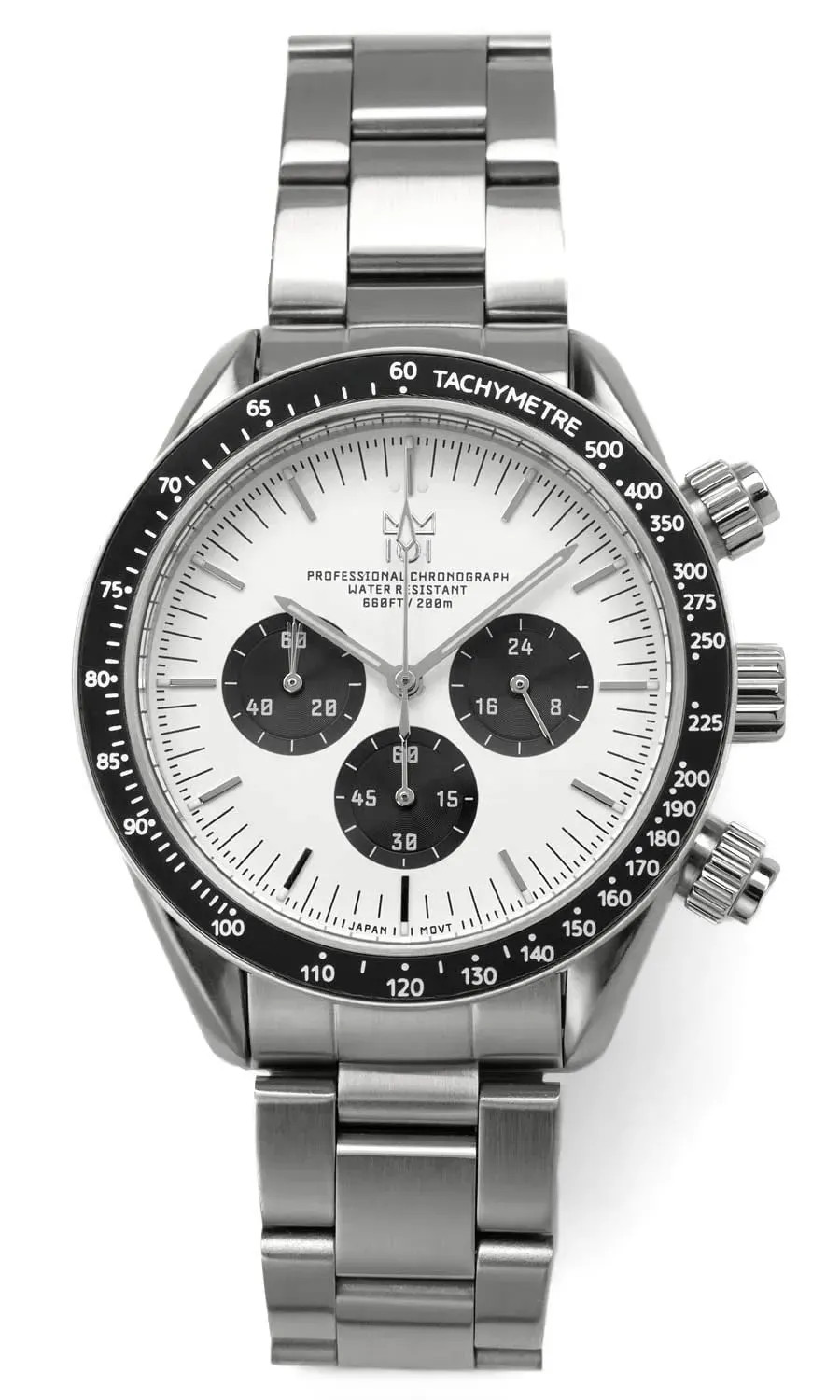 NEW HYAKUICHI 101 Model 12 Divers Chronograph Watch Men’s Non-Date White Panda