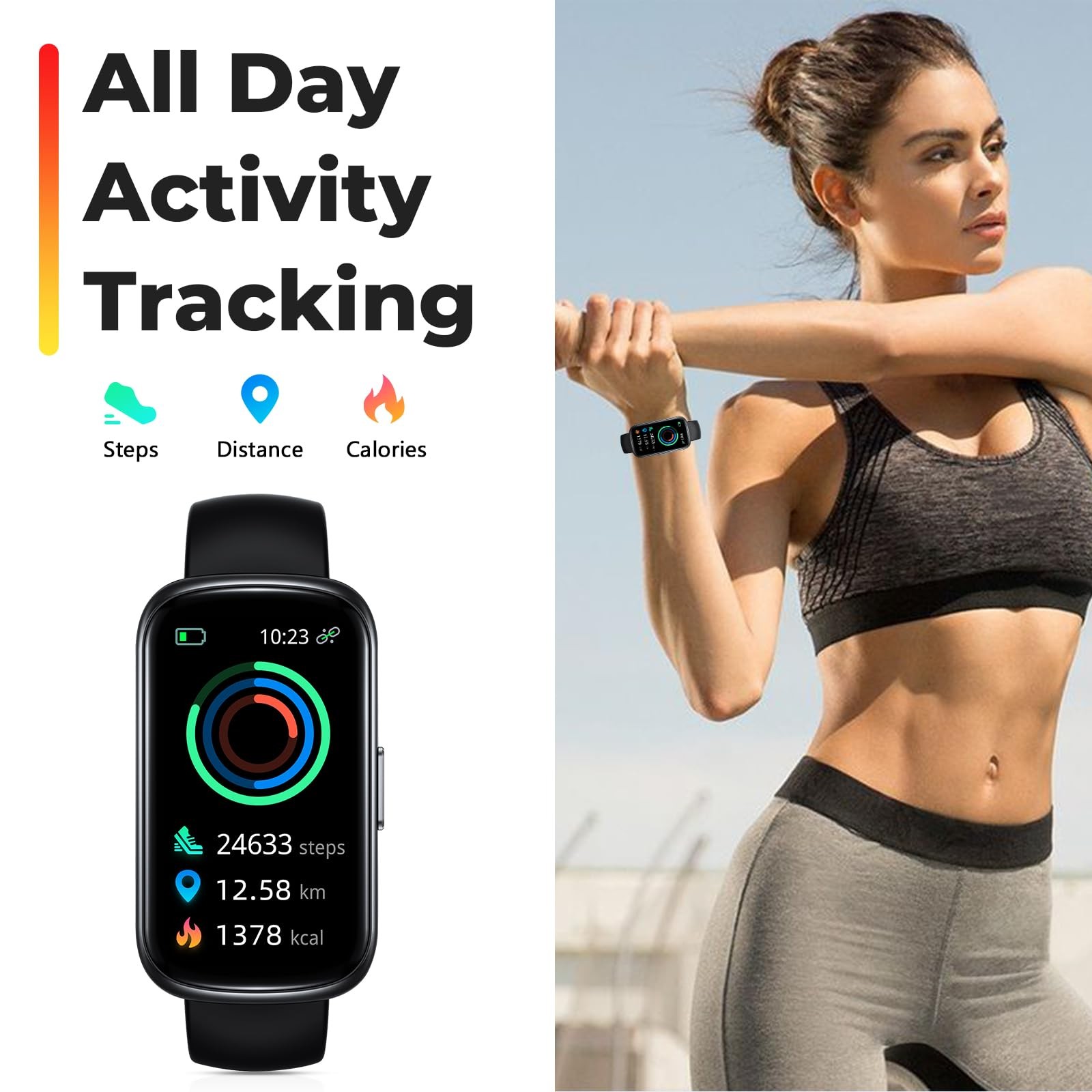 Fitness Tracker , 1.47″ Full Touch Tracker with 24/7 Heart Rate & Monitor, Sl…