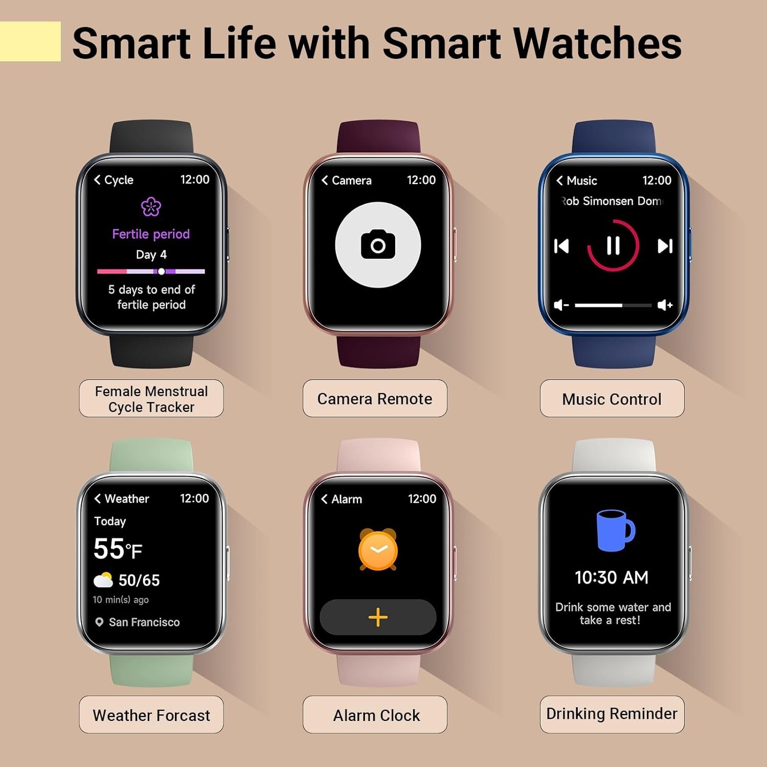 Reloj Inteligente Para iPhone Android De Mujer Smart Watch Pantalla Táct NEW US.