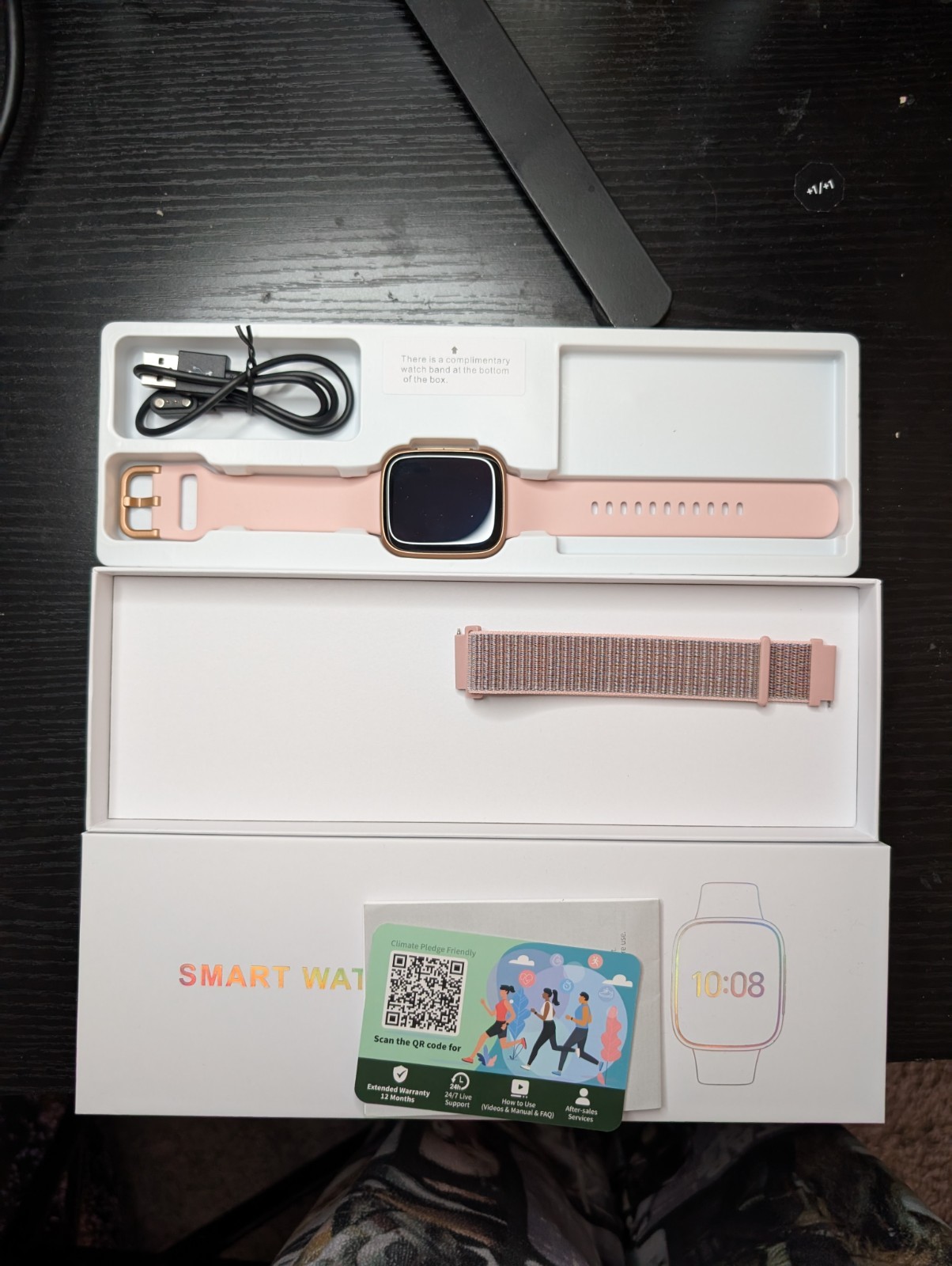 Pink Quican Smart Watch | Barely Used, iOS Android Phones Compatible, Waterproof