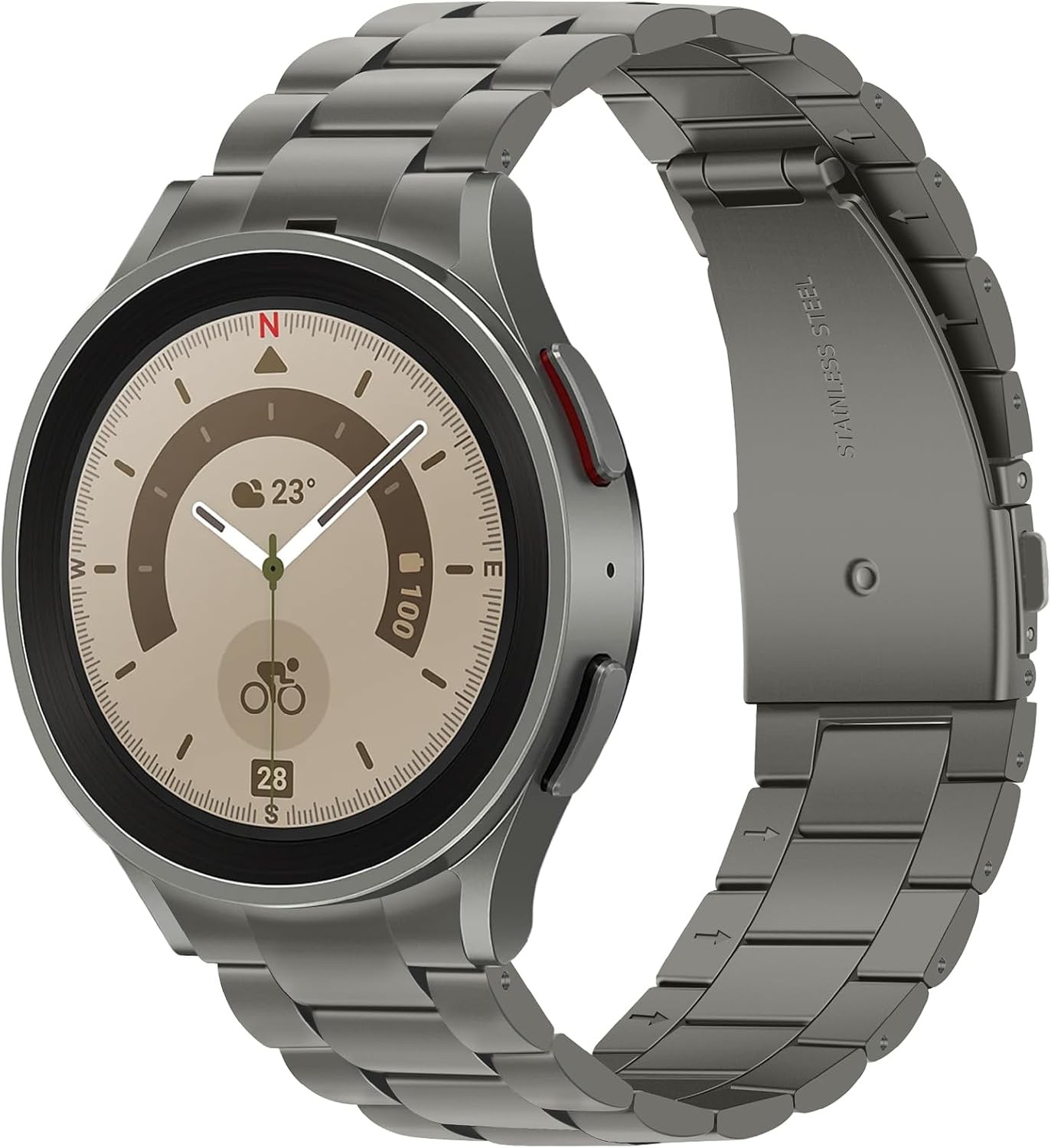 Gray Titanium 20mm Metal Band for Samsung Galaxy Watch 7 44mm Compatible Strap
