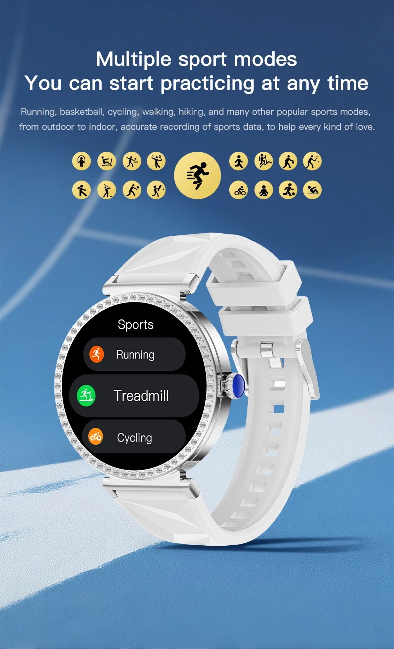 Smart Watch For Women Bluetooth Cal Heart Rate Monitor Waterproof Sports Fitness