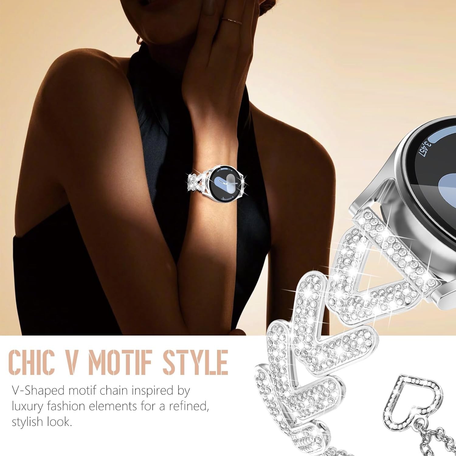 Silver Strap Compatible with Samsung Galaxy Watch 7 40mm 44mm 45mm 47mm