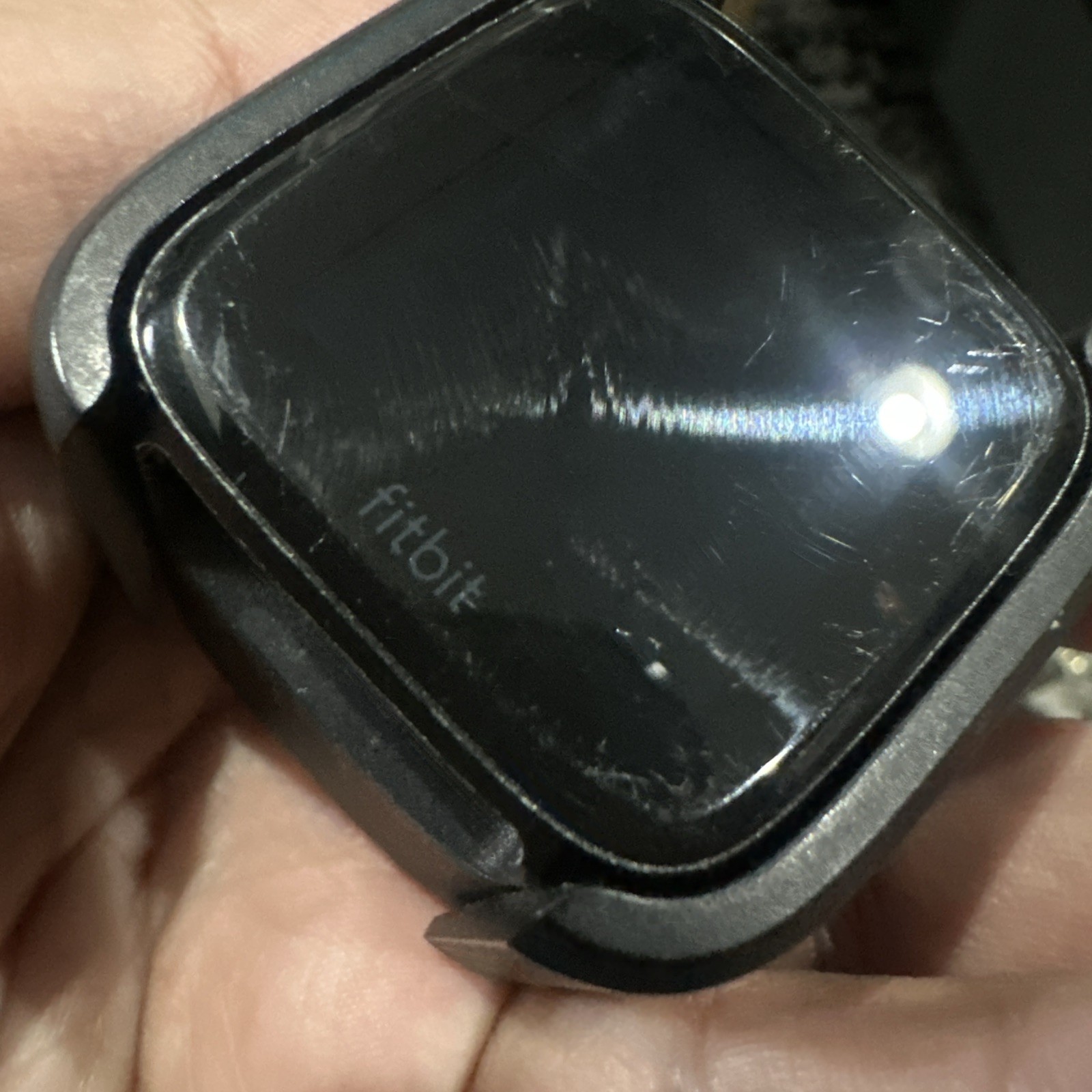 Works Fitbit Versa FB504 Smart Watch Black Case Heart Rate Monitor Runs