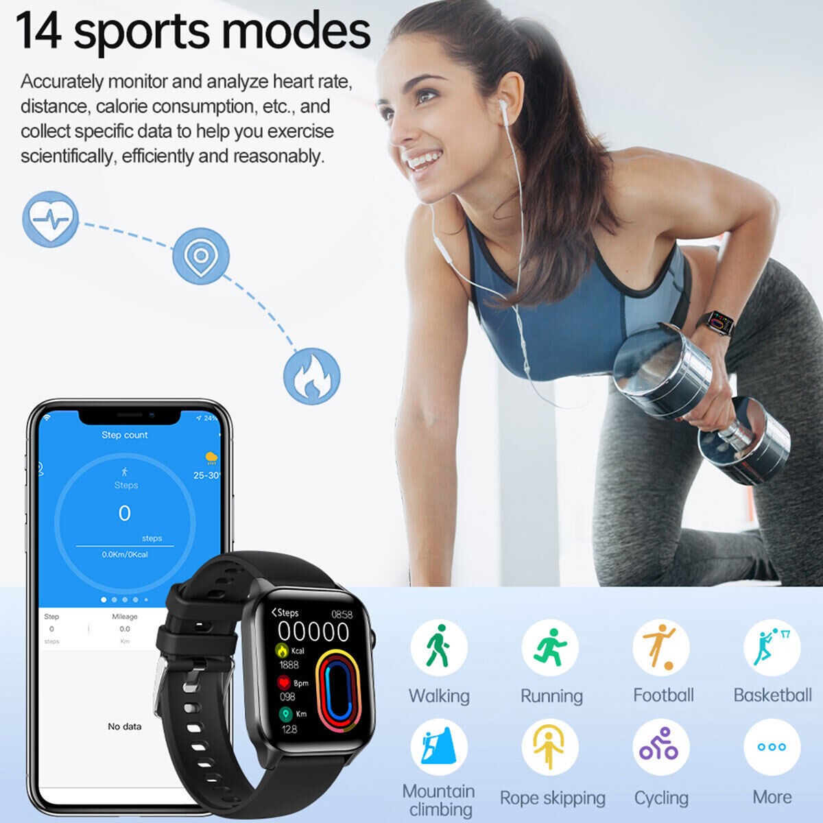 2025 Smart Watch Blood Pressure Oxygen Heart Rate Monitor Watch for Android IOS