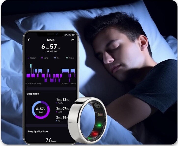 Amovan Smart Ring Health Tracker, Fitness Sleep Heart Rate Blood-Size 8