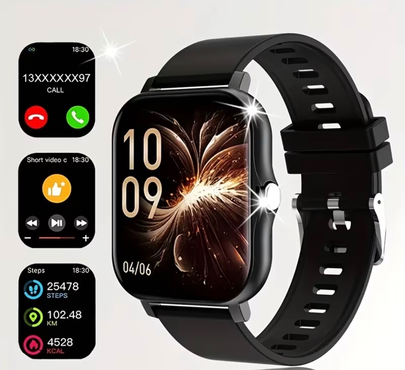 2025 HD Smart Watch Bluetooth Voice Call Touch Screen Fitness Tracker Music j19