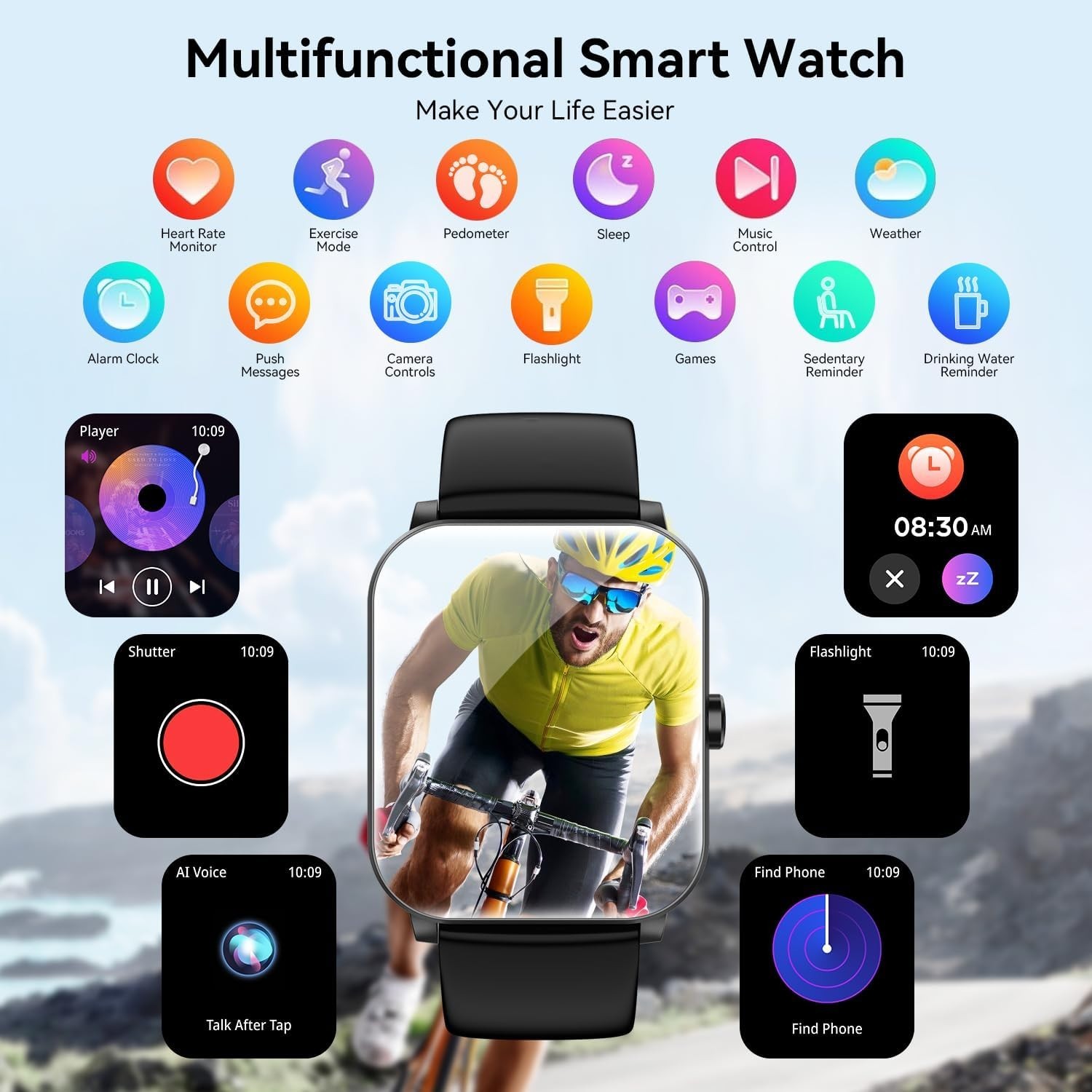Smart Watch, 1.85″ Smartwatch for Men Women Calls, Heart Rate, Sleep