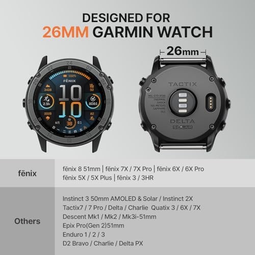1 Pack Soft Silicone Sport Strap Compatible with Garmin Fenix 8 51mm and Fenix 3