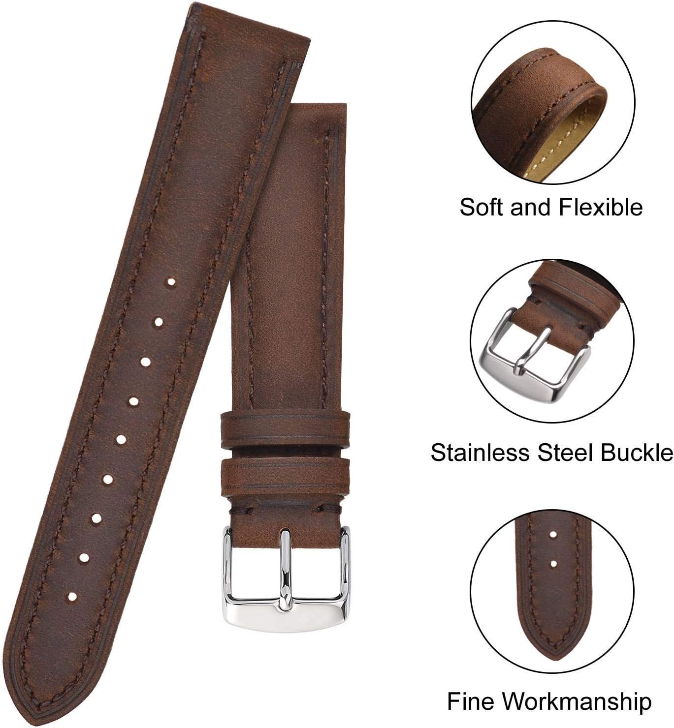 Vintage Leather Watch Strap Band 14mm 15mm 16mm 17mm 18mm 19mm 20mm 21mm 22mm 23