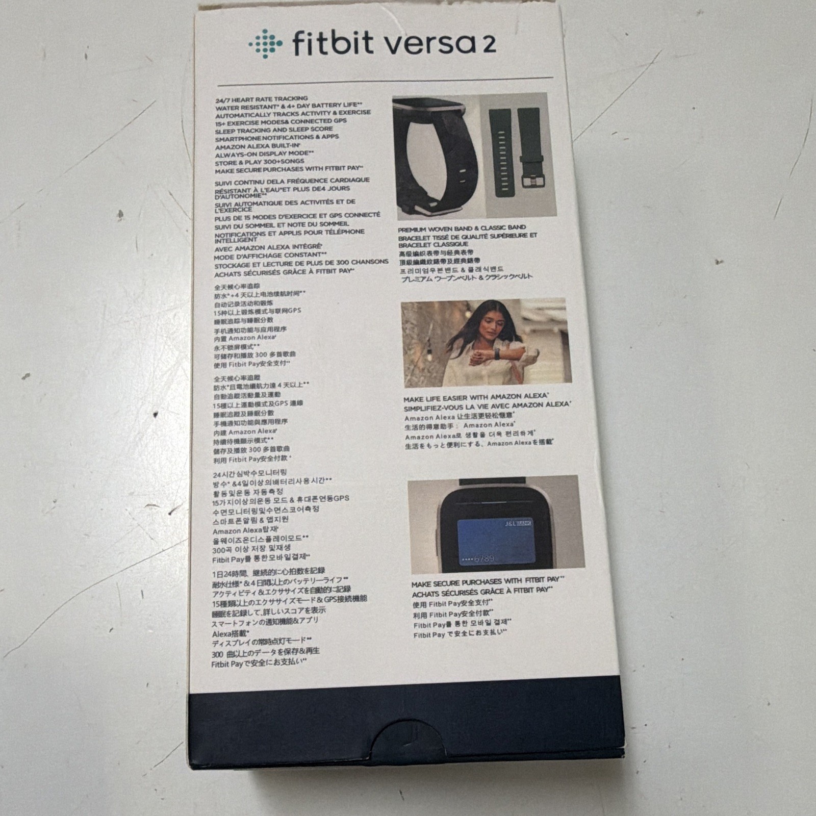 Fitbit Versa 2 Special Edition Black Fabric Band Black Aluminum Case Bluetooth