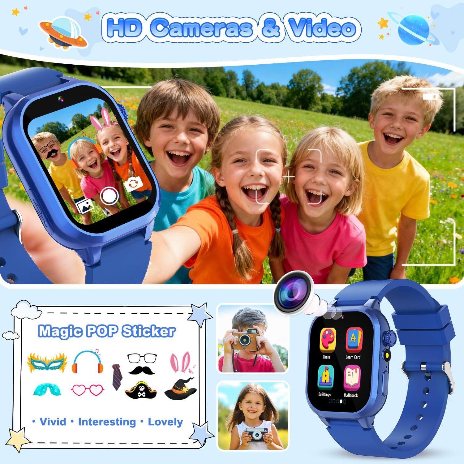 MOFGDNI Smart Watch for Kids with 39 Games, Built-in Camera, Video Recorder, Ala