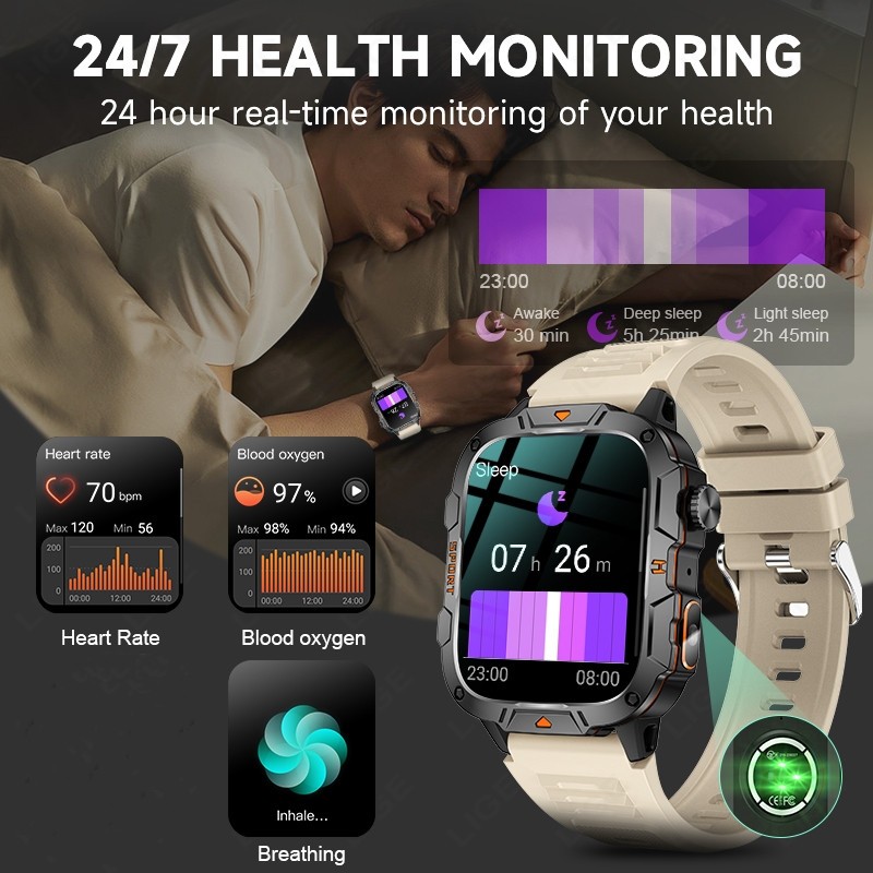 Smart Watch for Men Women Call Receive/Dial Fitness LED Flashlight Waterproof