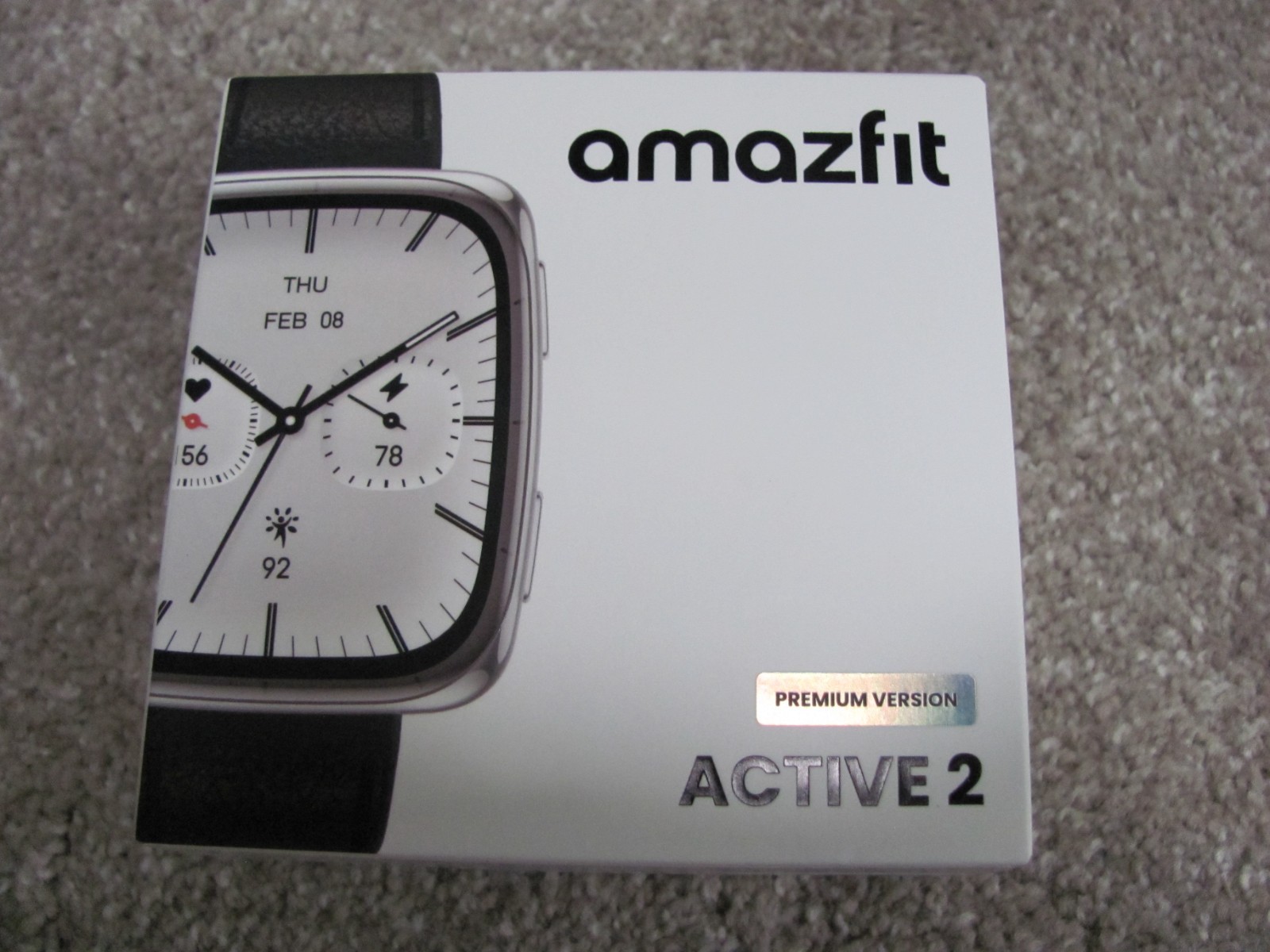 Brand New Amazfit Active 2 Premium Version Square Smartwatch – Black Leather