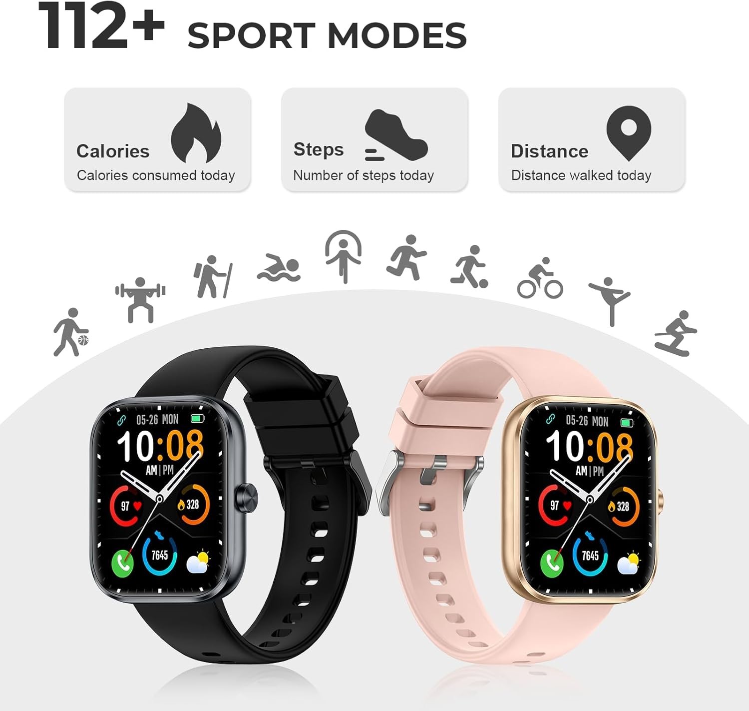 Smart Watch for Men Women, 1.83″ HD Touchscreen Fitness with X, Black NEW!