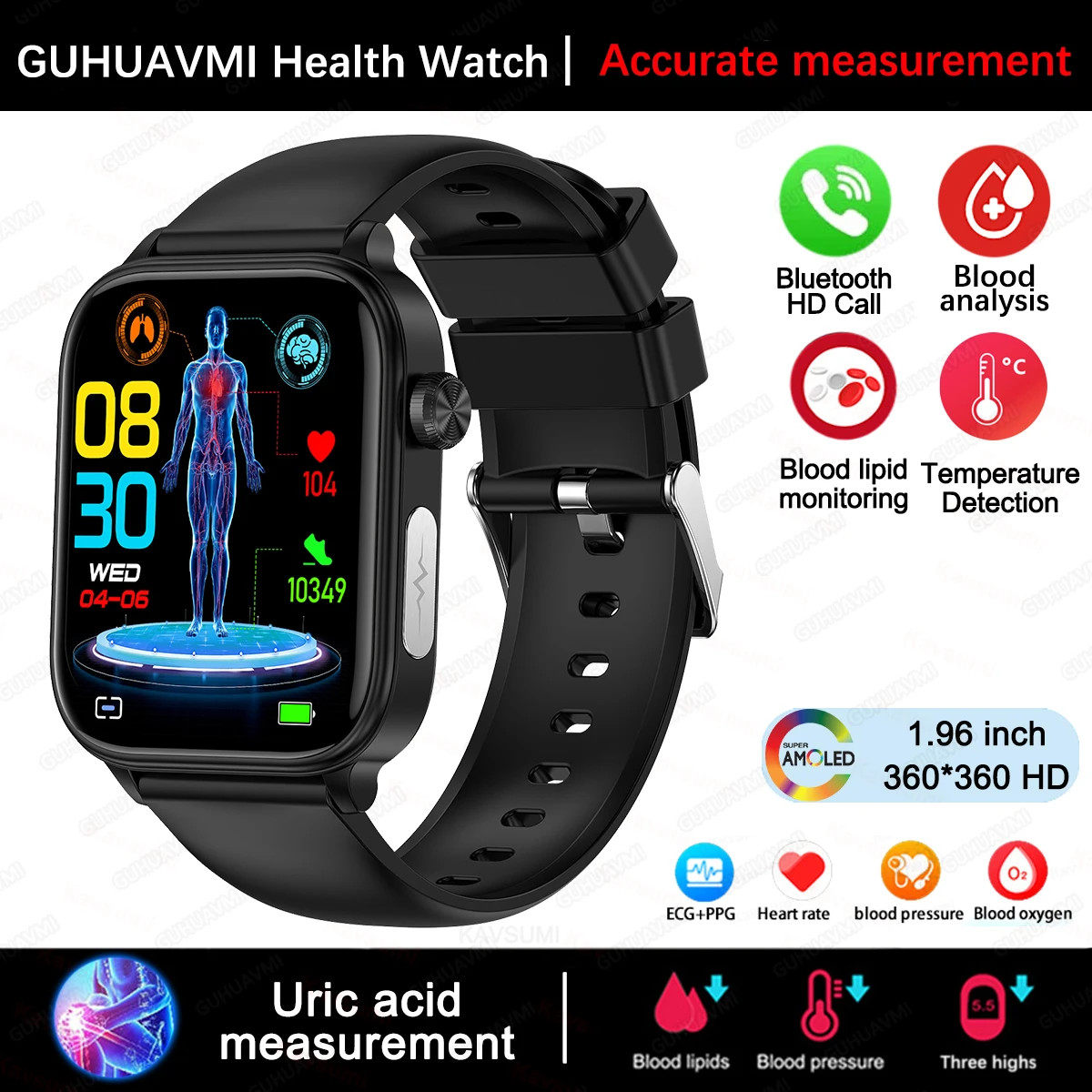 2025 New Xiaomi ECG+PPG Blood Lipid and Uric Acid Health Smart Watch