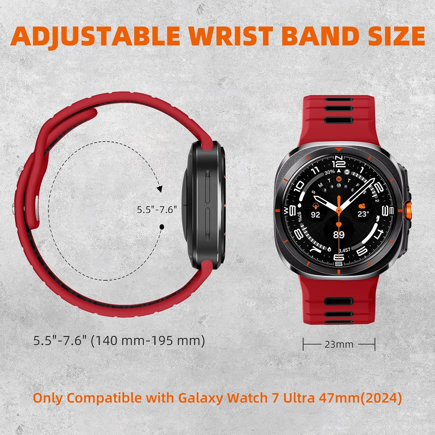 Case For Samsung Galaxy Watch Ultra/Ultra 2 47mm Soft Silicone Waterproof Band