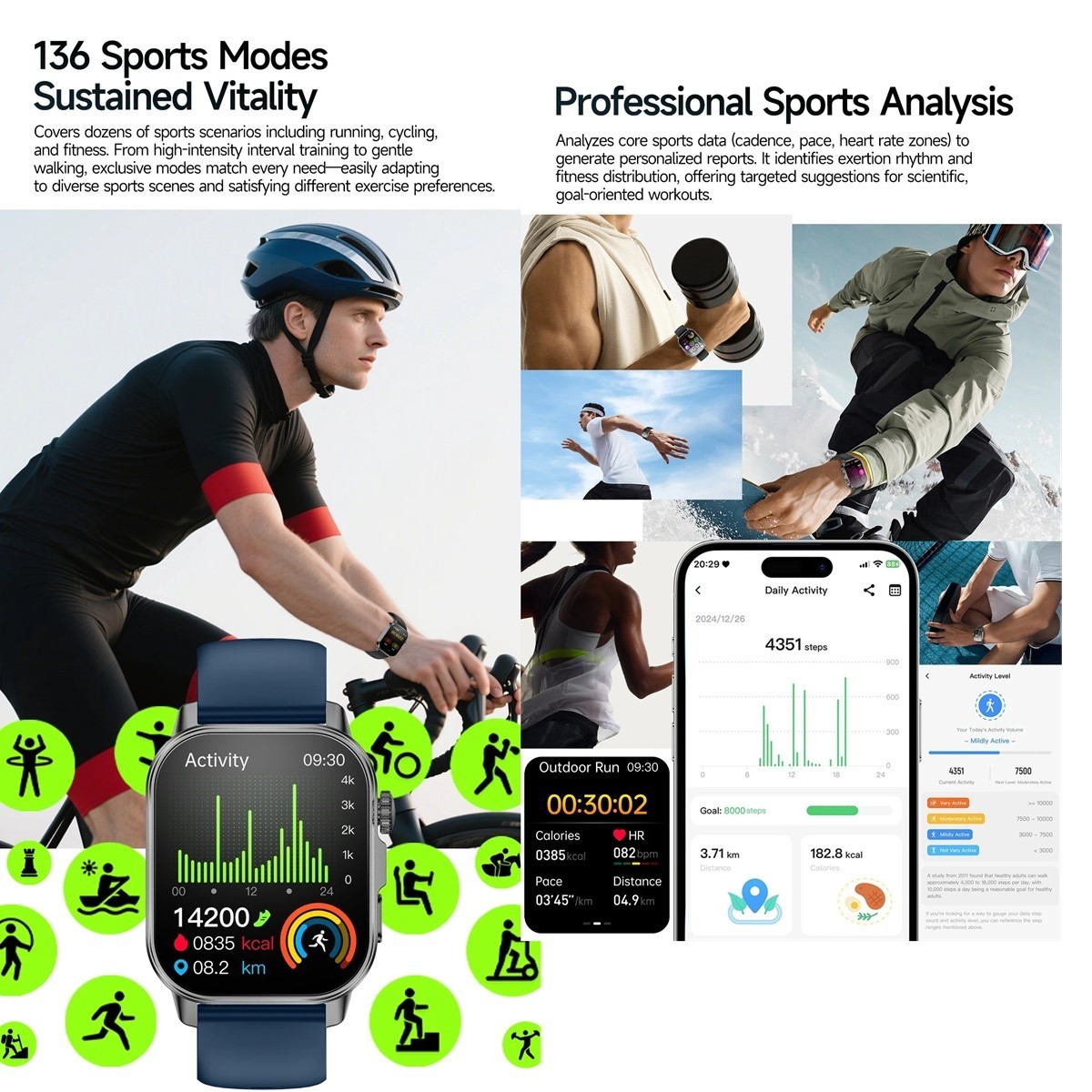 ET571 ECG+PPG 2.0″ Smart Watch Bluetooth Call Health Monitoring IP68 Waterproof