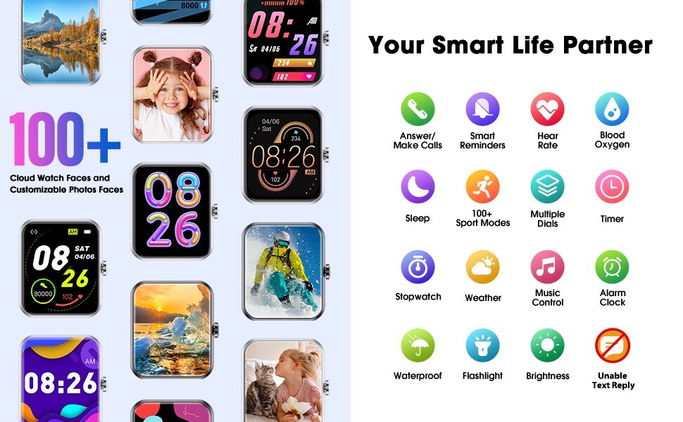 Smart Watch (Answer/Make Call) for Women Men, Fitness Tracker with Heart Rate…
