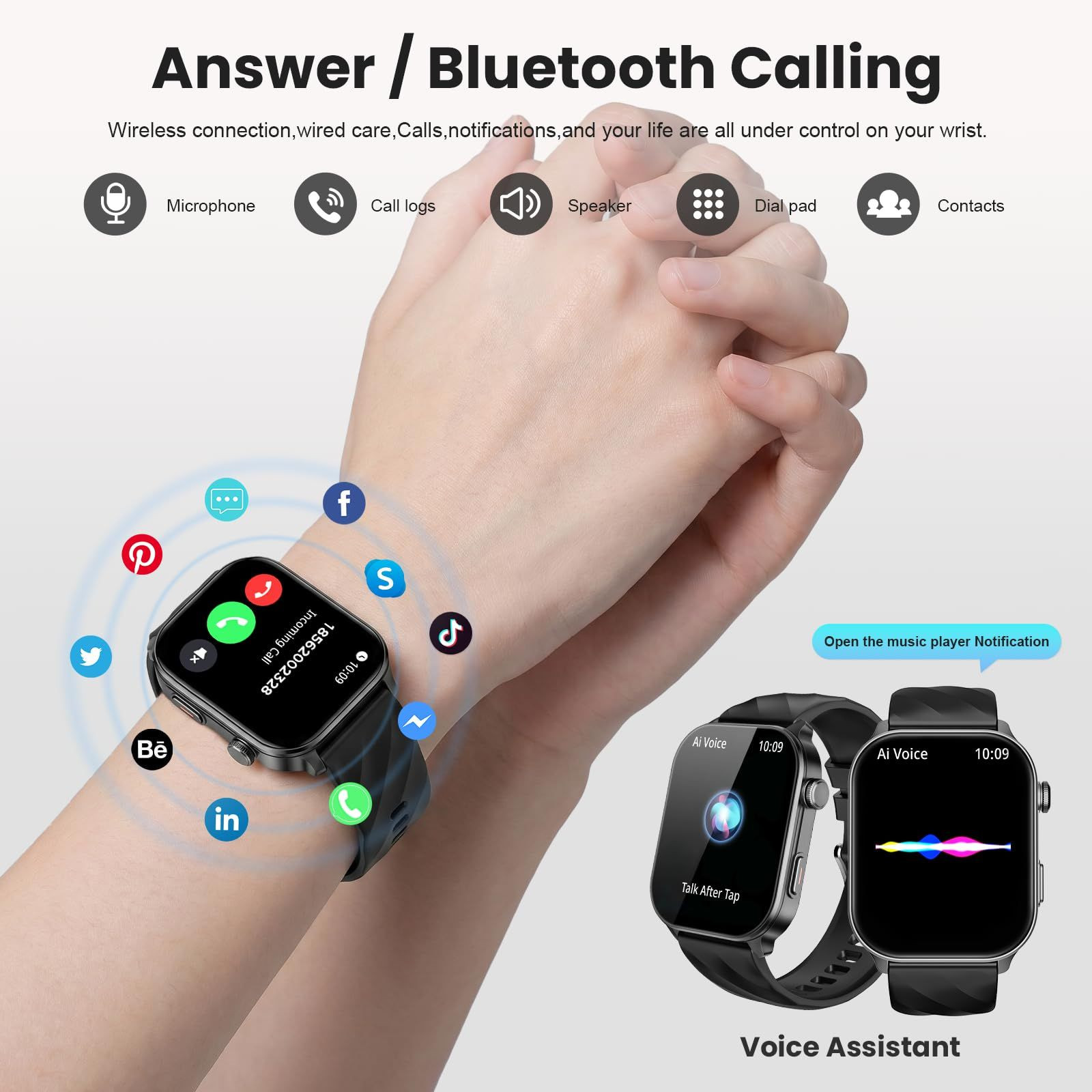 Smart Watch for Men Women with Built-in GPS, Answer/Make Calls, X, Black