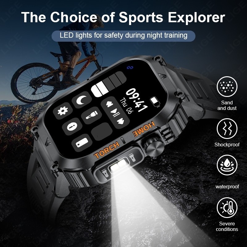 2025 Smart Watch for Men Call Receive/Dial Rugged Tactical Fitness Tracker Gift