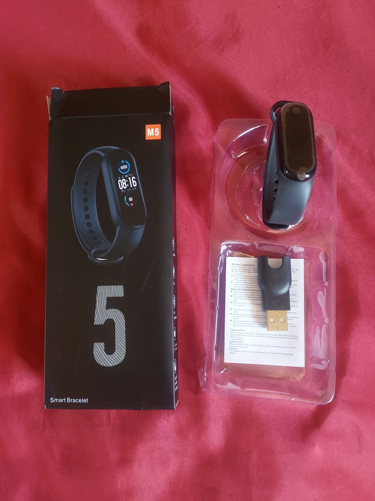M5 Bluetooth Wireless Connection Smart Wristband Bracelet Watch Black New