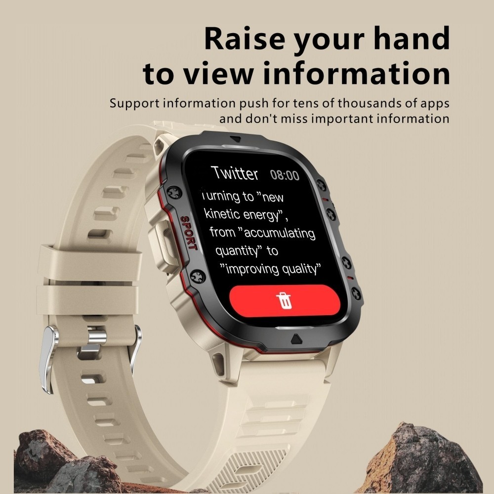 Military Smart Watch Men,420MAH Battery,3ATM Waterproof, 1.96″ HD Tactical Watch