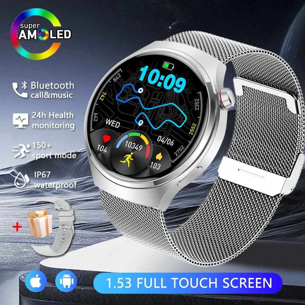 Watch 4 Pro Sports Smart Watch Men 360*360 AMOLED HD Screen Heart Rate Bluetooth
