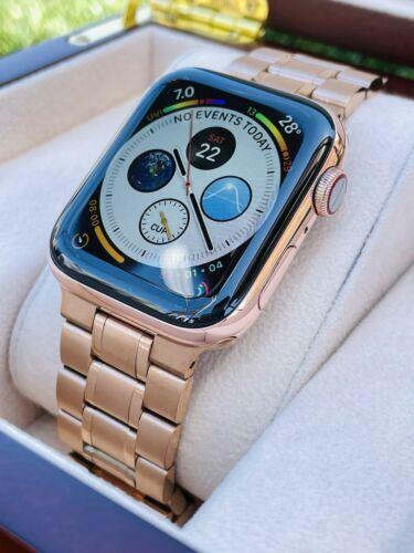 Custom Rose Gold 45MM Apple Watch, SERIES 8 Stainless Steel Rose Gold Link LTE
