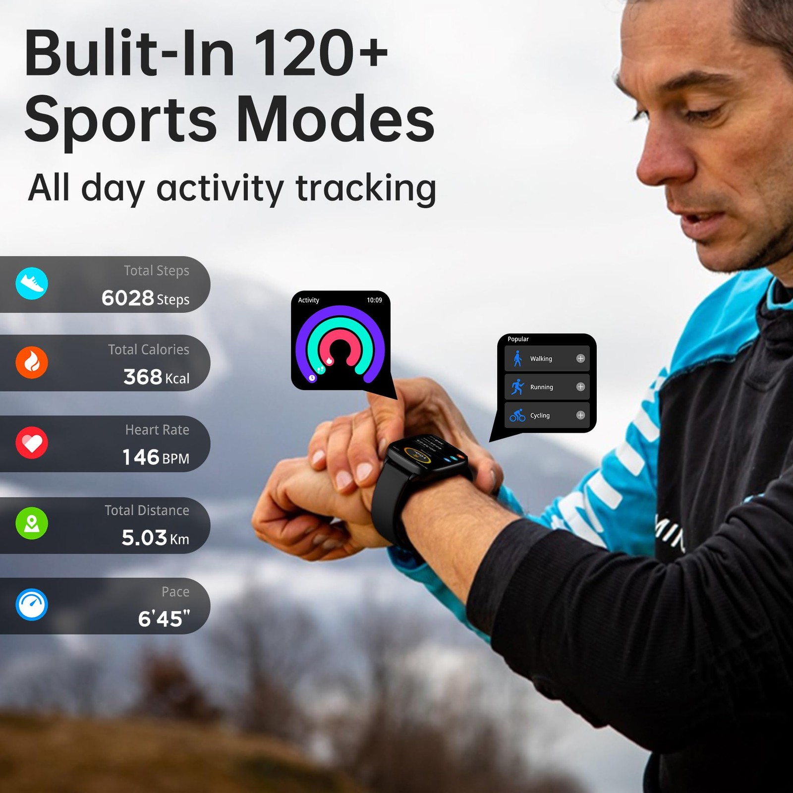 Fitness Tracker Answer/Make Calls, with , , 24/7 Heart Rate Monitor, 120+ Spo…