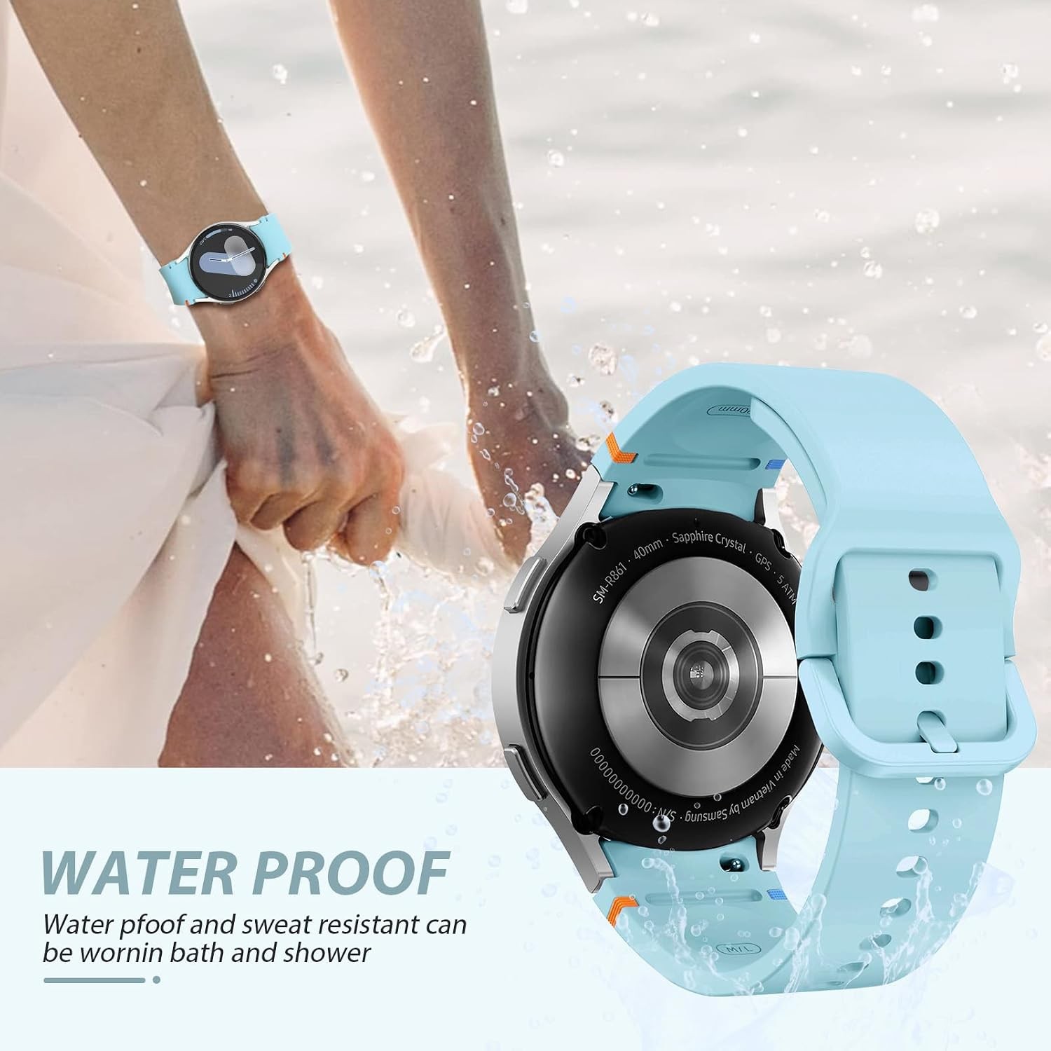 Silicone Sport Strap No Gap for Galaxy Watch 7 40mm 44mm – Compatible Wristband