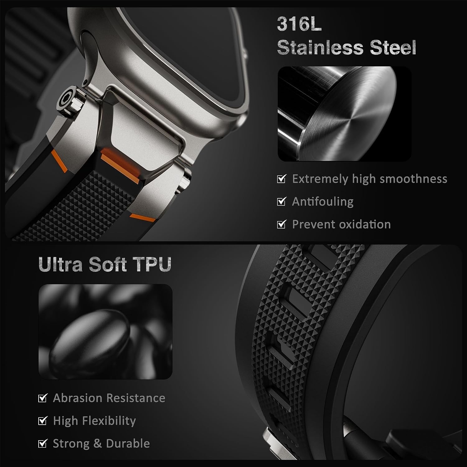 Rugged Band for Apple Watch Ultra 49mm, Series 11/10/9/8/7, Waterproof, TPU