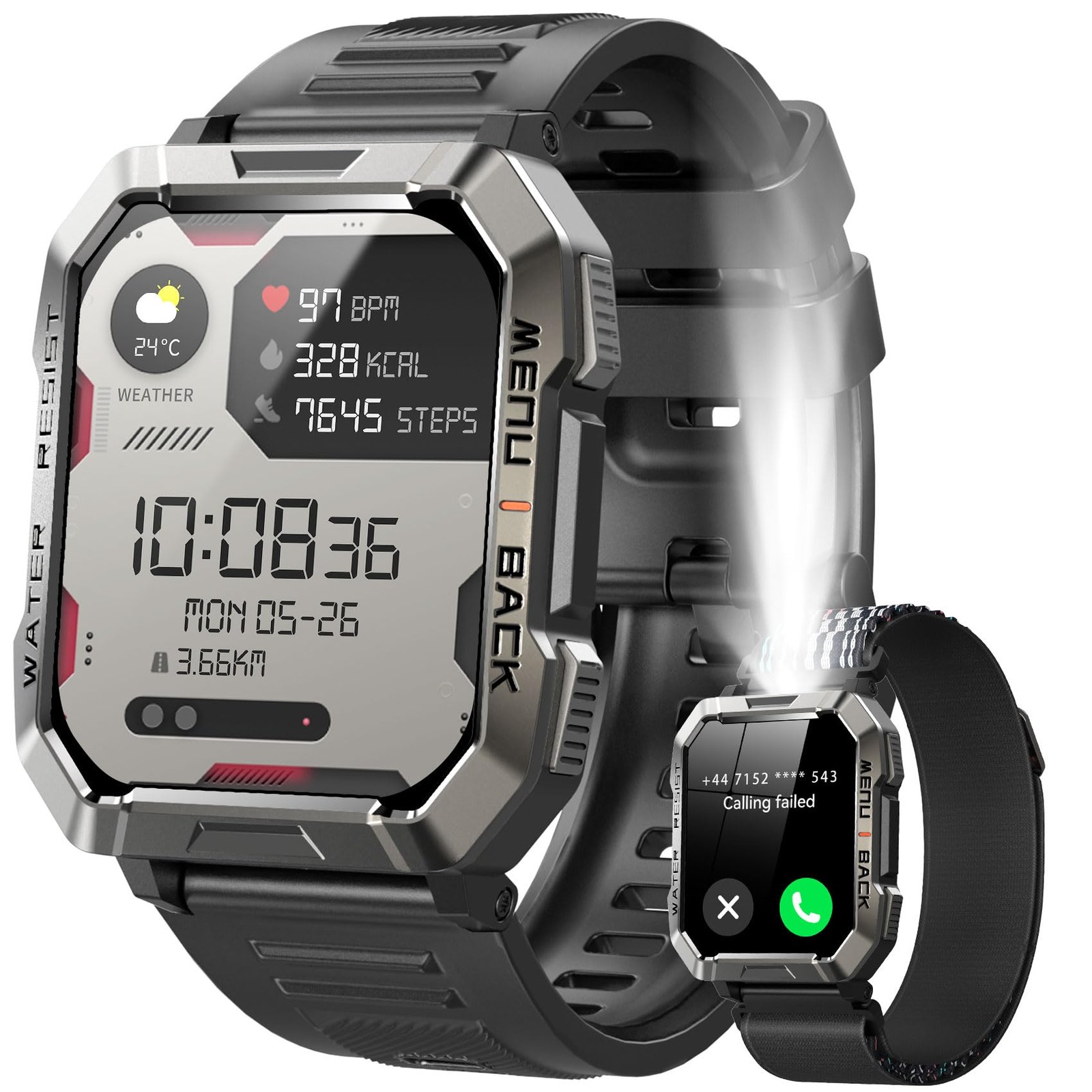 Military for Men (Answer/Make Calls), 2.01” for Android and iPhone, Fitness …
