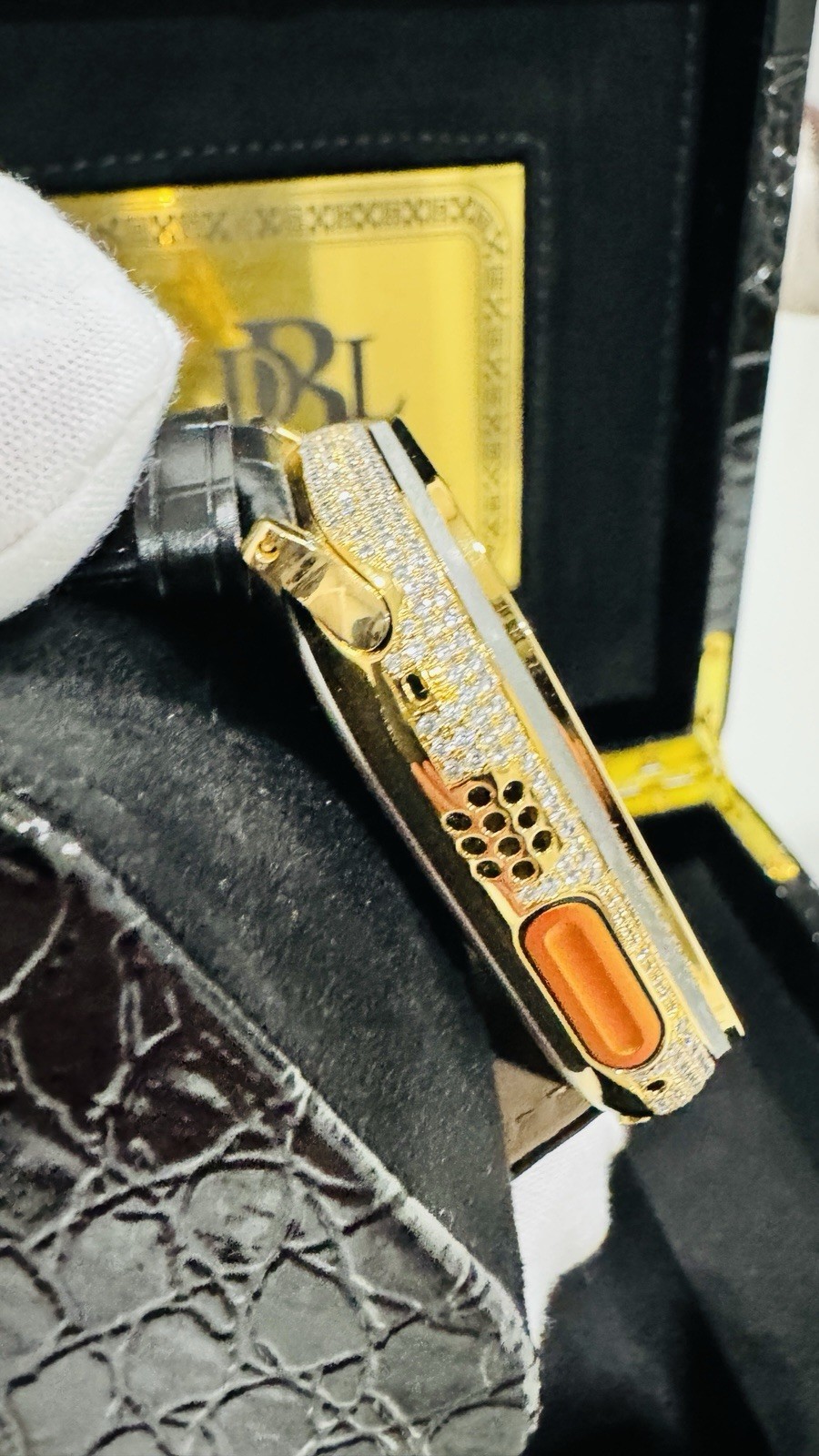 ✅ Custom 24k Gold Apple Watch Ultra 2 Zircon Diamonds + Luxury Box | Authentic ✅