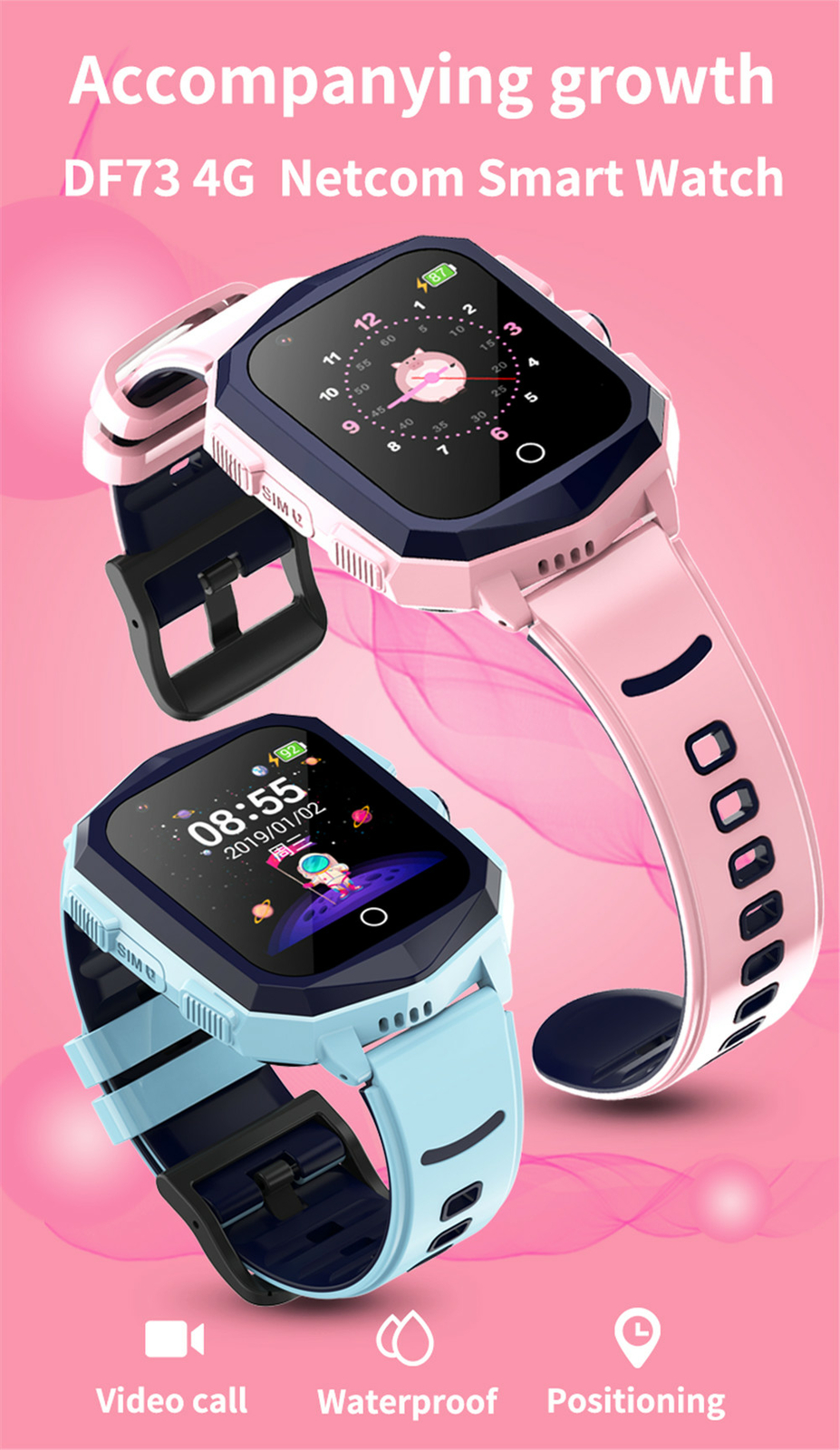 4G Smart Watch for Kids Video Call SOS IP67 Waterproof Child Smartwatch Camera