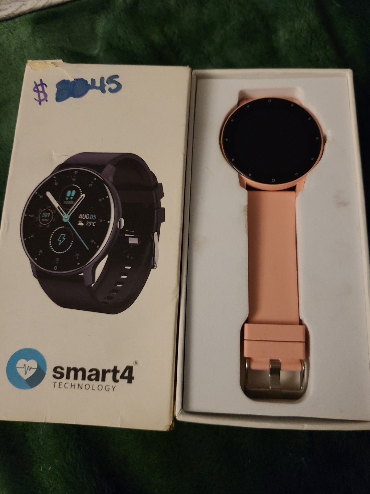 Smart4 Wrist Watch for Women Pink Silicone Strap Fitness Tracker