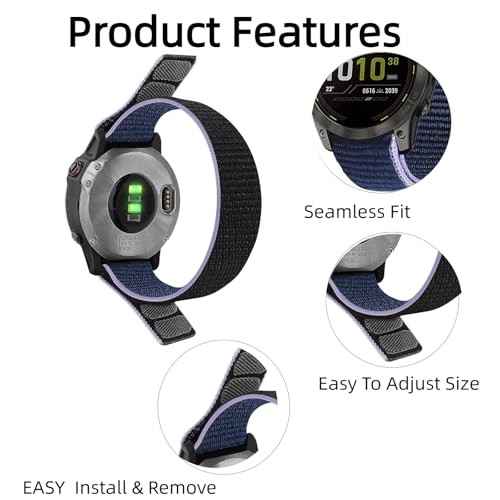2 Pack Nylon Strap Compatible with Garmin Fenix 8 51mm and Epix Pro Sport Men Wo