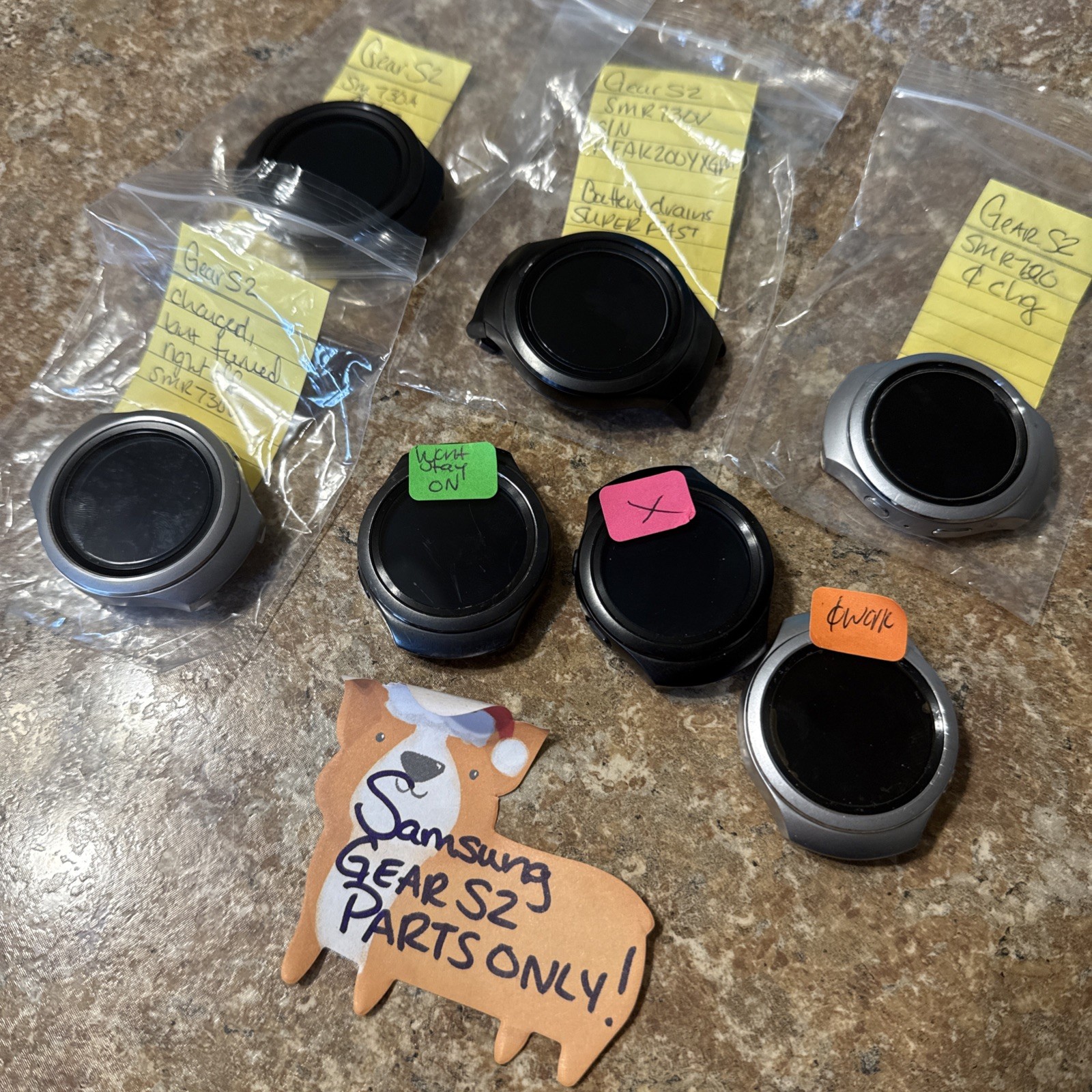 Lot of 7 Samsung Gear S2 SM-R730 Smartwatch FOR PARTS ONLY!!