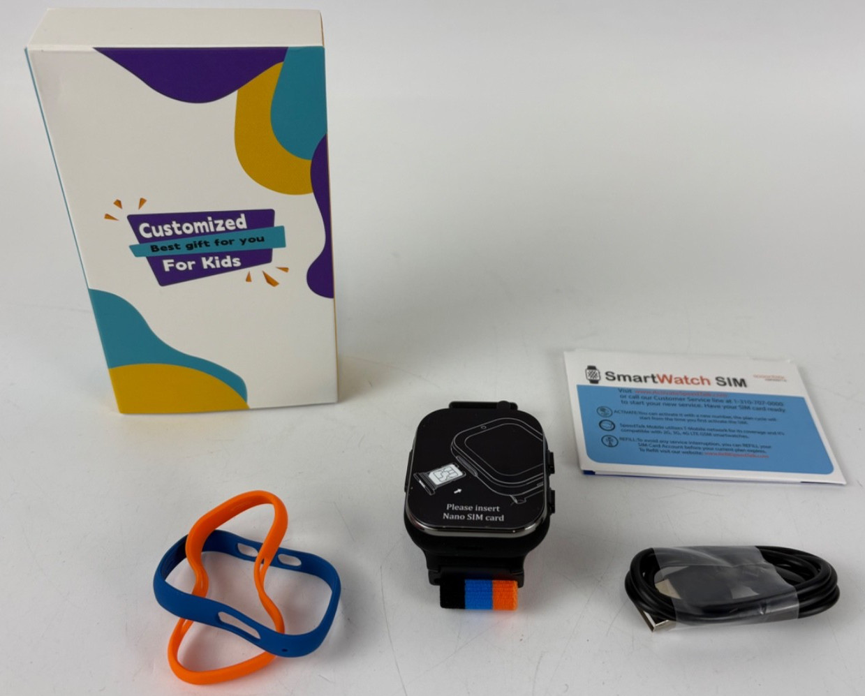 Smart Watch for Girls Boys, Kids Smartwatch Black/Multicolor Band – 2 Pack