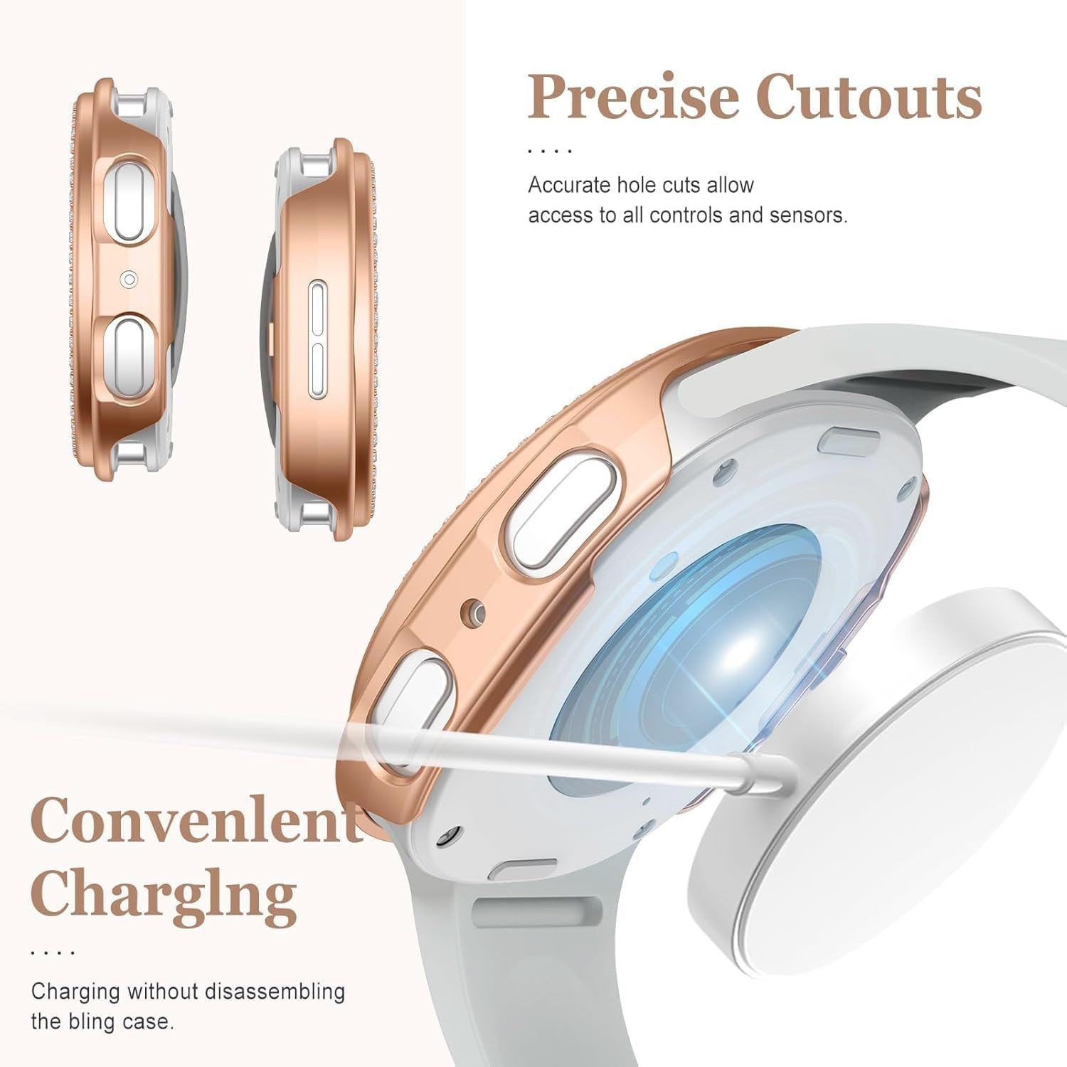 2-Pack Case for Samsung Galaxy Watch 8 40mm Bling Diamond Protective Bumper