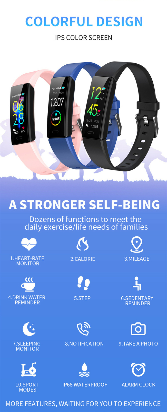 Smart Watch Sport Fitness Tracker Bluetooth Bracelet Message Call Reminder