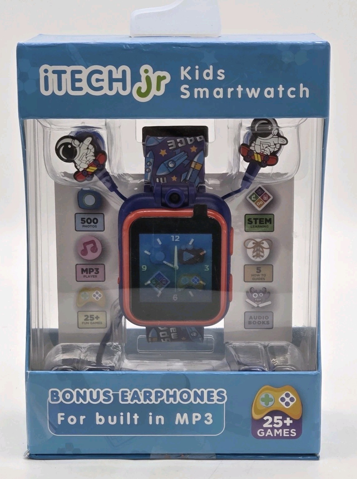 iTech Jr. Kids Smartwatch & Earphones Set Blue Space MP3 Games Audiobooks