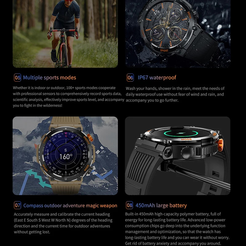 Men’s Smart Watch HD Touch Screen Sports Waterproof Smartwatch Bluetooth Call