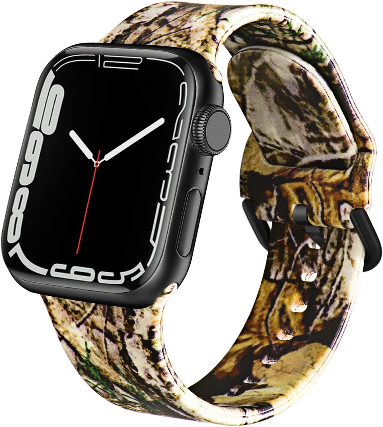 Double Sided Silicone Strap Compatible with Apple Watch 49mm 44mm Real Tree Camo